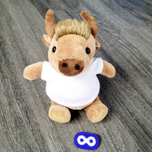 Load image into Gallery viewer, Mini Bison plush toy with detachable beaded Metis pin - North of Fifty Indigenous Boutique