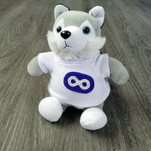 Load image into Gallery viewer, Mini Husky plush toy with detachable beaded Metis pin - North of Fifty Indigenous Boutique