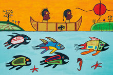 Load image into Gallery viewer, Dave Pelletier Wesakechak Going to School Wall Art | Native Art Canada