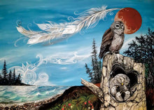 Charger l'image dans la galerie, Owl Family, Métis artist, Karen Erickson, indigenous art, North of Fifty 50
