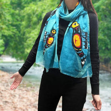 Load image into Gallery viewer, Hummingbird Eco Scarf, artwork by Native artist, Francis Dick indigenous art shawl by Francis Dick Canada
