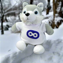 Load image into Gallery viewer, Mini Husky plush toy with detachable beaded Metis pin - North of Fifty Indigenous Boutique