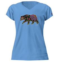 Load image into Gallery viewer, Celestial Bear, Women's Vneck Tshirt, by Kim McDonough - North of Fifty Indigenous Boutique