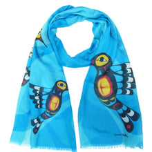 Load image into Gallery viewer, Hummingbird Eco Scarf, artwork by Native artist, Francis Dick indigenous art shawl by Francis Dick Canada