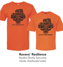 Load image into Gallery viewer, Raven's Resilience, Every Child Matters T-shirt in Adult and Youth Sizes - North of Fifty Indigenous Boutique