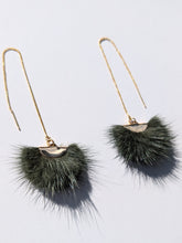 Load image into Gallery viewer, Real Mink Earrings by Namgis artist Jonathan Whonnock - dark green - North of Fifty Indigenous Boutique