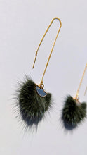 Load image into Gallery viewer, Real Mink Earrings by Namgis artist Jonathan Whonnock - dark green - North of Fifty Indigenous Boutique