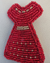 Load image into Gallery viewer, Beaded Red Dress Pin