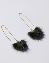 Load image into Gallery viewer, Real Mink Earrings by Namgis artist Jonathan Whonnock - dark green - North of Fifty Indigenous Boutique