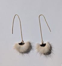 Load image into Gallery viewer, Real Mink Earrings by Namgis artist Jonathan Whonnock - beige - North of Fifty Indigenous Boutique