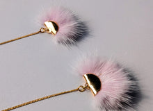 Load image into Gallery viewer, Real Mink Earrings by Namgis artist Jonathan Whonnock - light pink - North of Fifty Indigenous Boutique