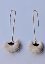 Load image into Gallery viewer, Real Mink Earrings by Namgis artist Jonathan Whonnock - beige - North of Fifty Indigenous Boutique