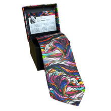 Load image into Gallery viewer, "Salmon Hunter" Silk Tie by Ojibway  artist, Don Chase - North of Fifty Indigenous Boutique