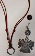 Load image into Gallery viewer, Red ultra sued necklace with detachable Angel; pendant and snap - North of Fifty Indigenous Boutique