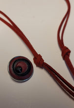 Load image into Gallery viewer, Red ultra sued necklace with detachable Angel; pendant and snap - North of Fifty Indigenous Boutique
