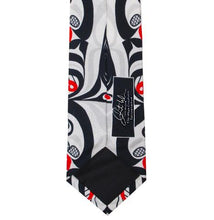 Load image into Gallery viewer, Killer Whale Crosshatch silk tie Curtis Wilson Indigenous First nations art