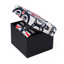 Load image into Gallery viewer, Killer Whale Crosshatch silk tie Curtis Wilson Indigenous First nations art