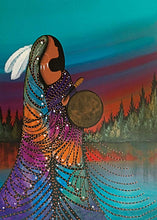 Load image into Gallery viewer, Aurora Drummer by Cree, Native artist, Indigenous Art, Betty Albert, North of Fifty 50