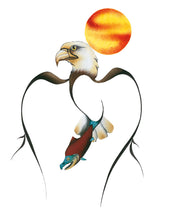 Charger l'image dans la galerie, LIMITED EDITION ART PRINT -  Salmon & Eagle by Garnet Tobacco - North of 50 Métis Designs