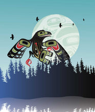 Load image into Gallery viewer, Crow Drum Full Moon by Mark Preston, native artist, Indigenous Art, Northwest Coast art, North of Fifty 50