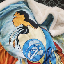 Load image into Gallery viewer, Not Forgotten Faux Rabbit Throw, artwork by Native Artist Maxine Noel - North of Fifty Indigenous Boutique
