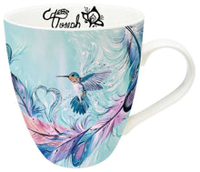 Load image into Gallery viewer, Hummingbird Feathers indigenous art mug by Carla Joseph Canada