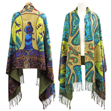 Charger l'image dans la galerie, "Strong Earth Woman" ECO Art Print Shawl, Métis artist Leah Dorion - North of Fifty Indigenous Boutique