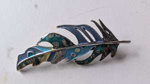 Alloy Broach with beautiful feather design - North of Fifty Indigenous Boutique