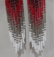 Load image into Gallery viewer, Black Red Beaded Ombre Fringe Earrings
