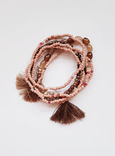 Charger l&#39;image dans la galerie, Taupe and brown beaded Bohemian elasticized bead bracelet

