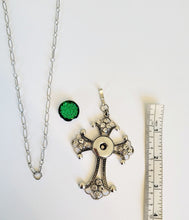 Load image into Gallery viewer, Sweater length necklace with detachable cross pendant and snap
