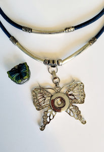 Cork necklace with detachable butterfly pendant and snap