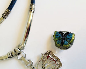 Cork necklace with detachable butterfly pendant and snap