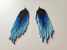 Load image into Gallery viewer, Blue Ombre BeadedFringe Earrings
