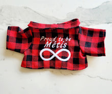 Load image into Gallery viewer, &quot;Proud to be Métis&quot; Embroidered Plush Animal  Moose, Sasquatch or Bear
