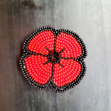 Load image into Gallery viewer, beaded poppy pin first nations indigenous art

