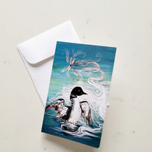 Load image into Gallery viewer, Gift Enclosure, package of 8 mini cards and envelopes - Carla Joseph Art - Loon with Butterfly
