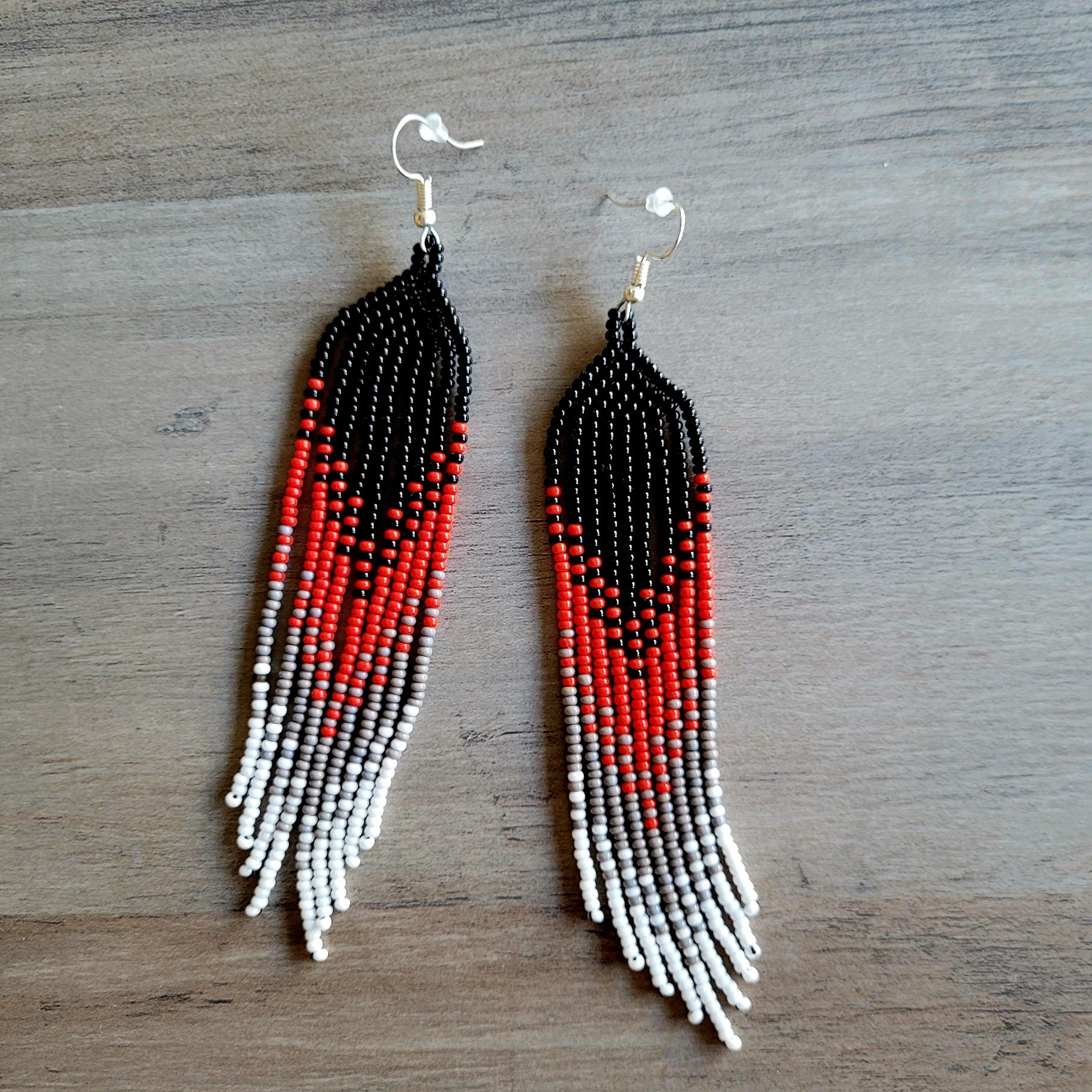 Blood Moon Fringe | Witchy Earrings | Indigenous Owned | Dark Red Ombré Jewelry | Sterling outlet Silver