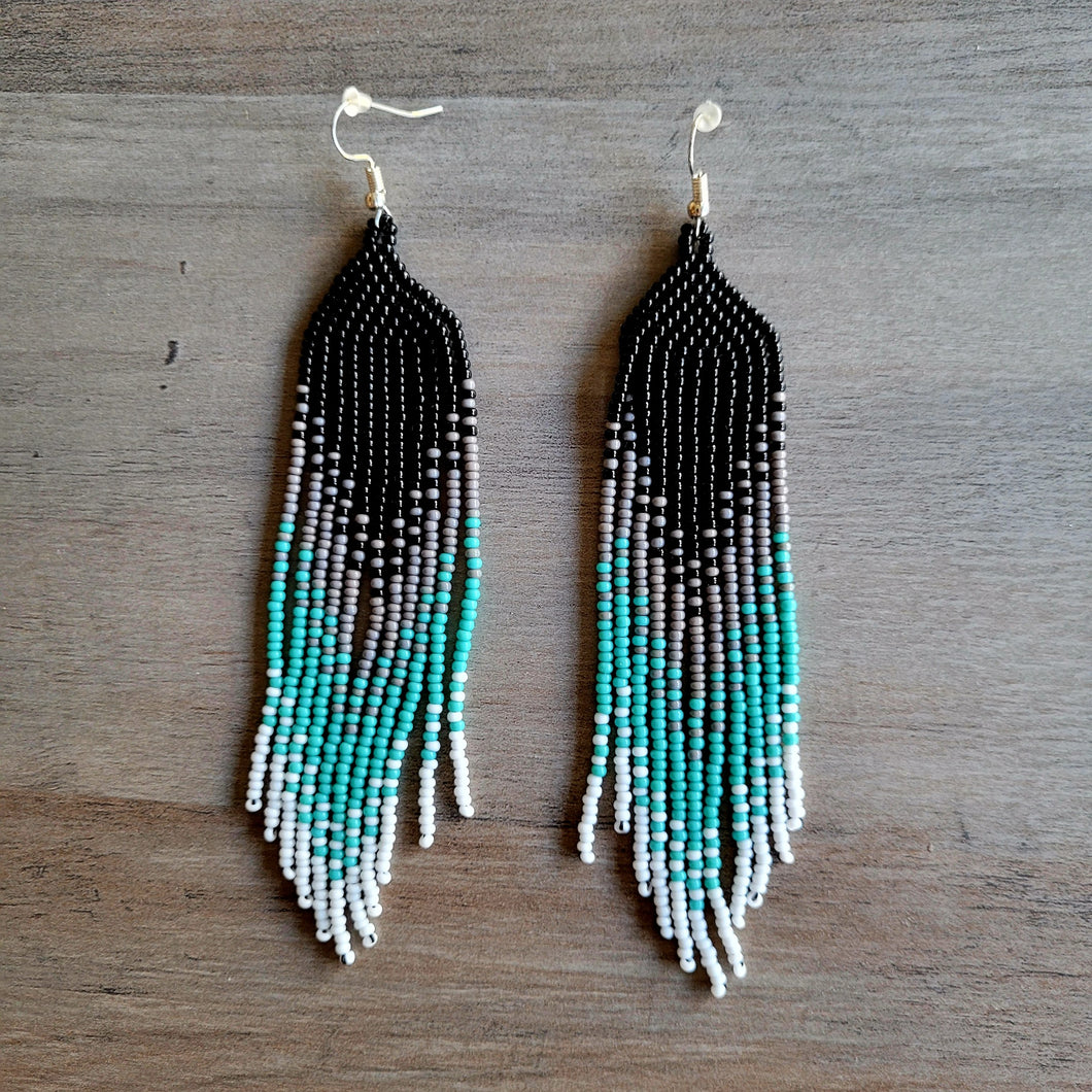 Beaded Ombre Fringe Earrings