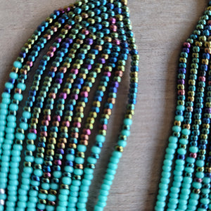 Beaded Ombre Fringe Earrings