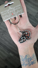 Load image into Gallery viewer, Salmon Metallic Key Chain artwork by Indigenous artist, Jamie Serrritt
