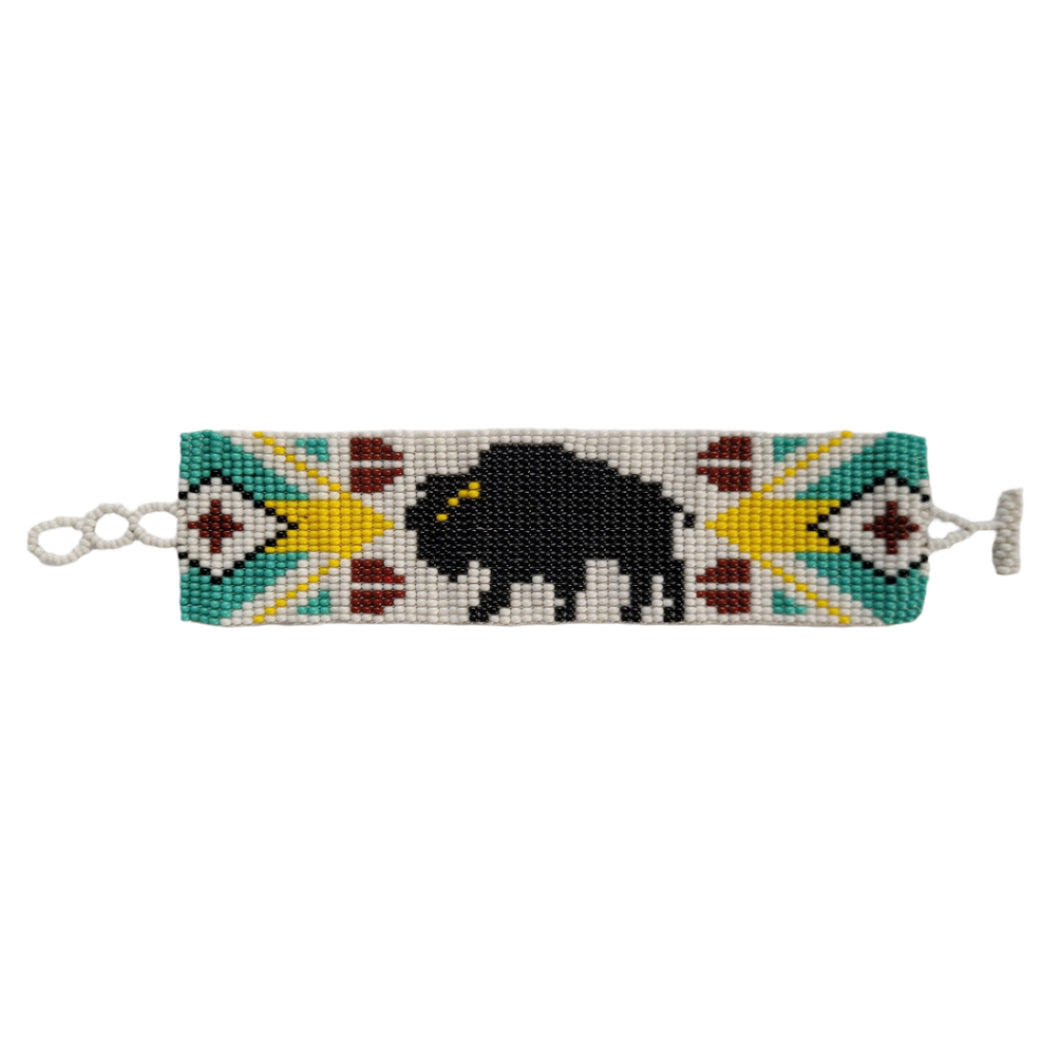 1 5/8 inch wide Beaded Buffalo Bracelet