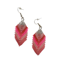 Load image into Gallery viewer, Pink Beaded Feather Earrings
