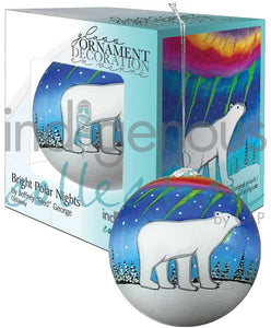 "Bright Polar Nights" Glass Ornament by Indigenous Artist Jeffrey Red George -pre-order now for October delivery