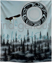 Load image into Gallery viewer, Eagle Moon fleece blanket, artwork by Shelley Davies
