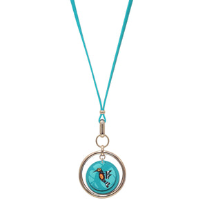 "Hummingbird" Vegan Leather Necklace, design by Indigenous artist, Francis Dick