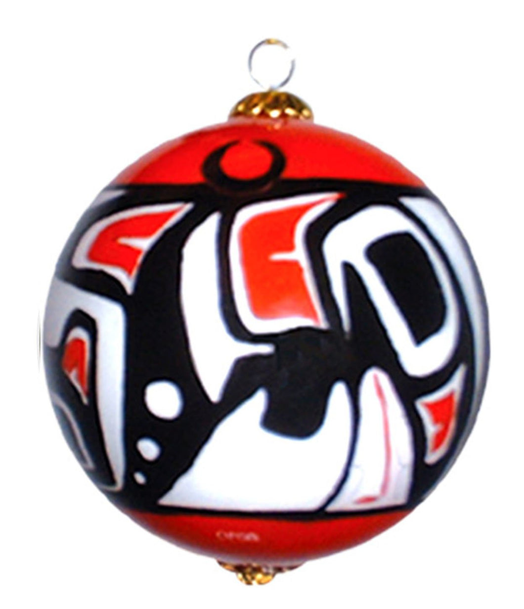 Orca Glass Ornament design by Native Artist, Jamie Sterritt