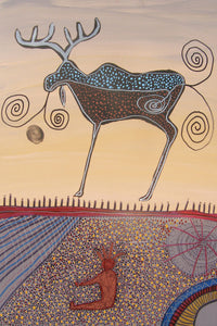 Man Skoking a Pipe by Indigenous Artist Alan Syliboy, North of Fifty 50