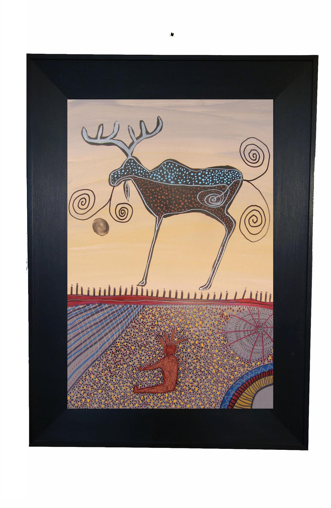 Man Smoking a Pipe by Indigenous Artist Alan Syliboy, North of Fifty 50