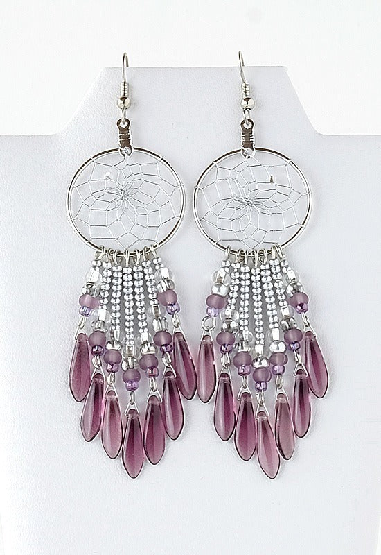 Dreamcatcher Earrings, amethyst